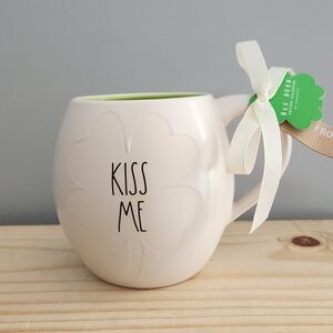 Rae Dunn Shamrock Kiss Me Shamrock Four Leaf Clover St. Patrick's Ceramic Mug